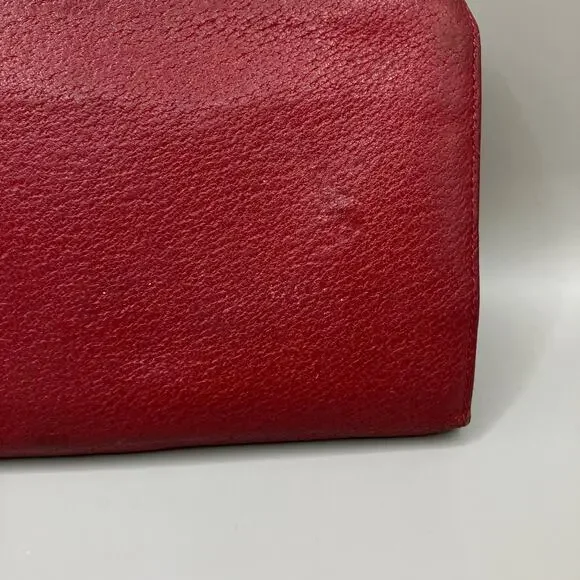 VTG Gucci Wallet Red Leather Bifold Kisslock Framed Card Holder Classic Luxury - Picture 13 of 15